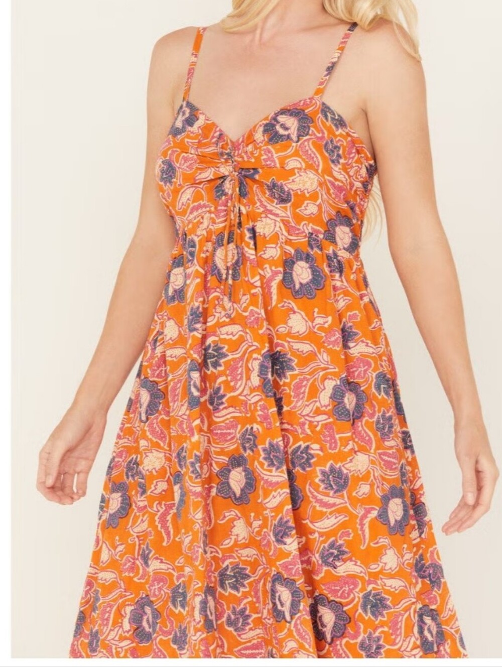 Cleobella Organic Cotton Orange Floral Maxi Dress